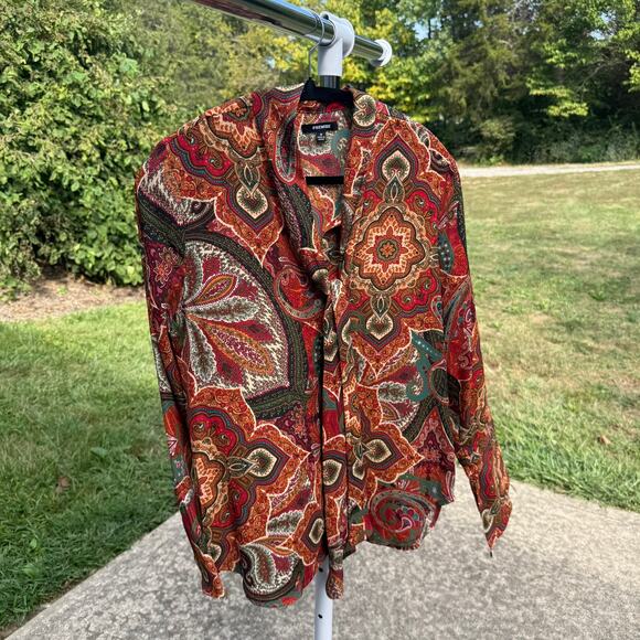 Premise Studio Paisley Blouse - Multicolor Boho Top - M - Picture 3 of 10